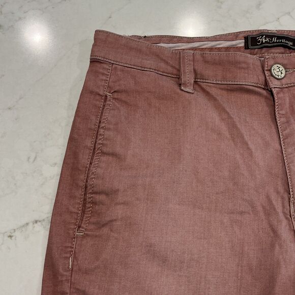 34 Heritage Sunwashed Red Mens 32 x 7 Stretch Chino Shorts Flat Front Classic - Picture 5 of 9